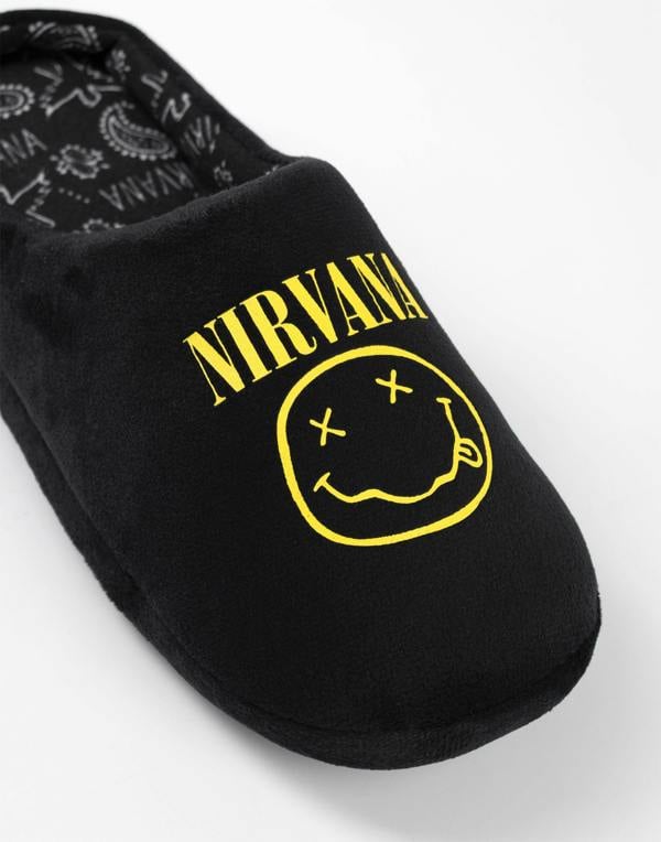 Nirvana Unisex Black Logo Mule Slippers