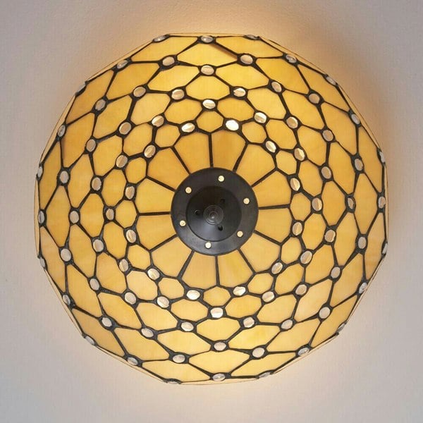 Tiffany Glass Semi Flush Ceiling Light Amber Geometric Inverted Shade i00059 Loops
