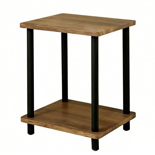 Havendro 2 Tier Oak Finish Side Table Small Coffee End Table with Shelf for Home Office Bedroom