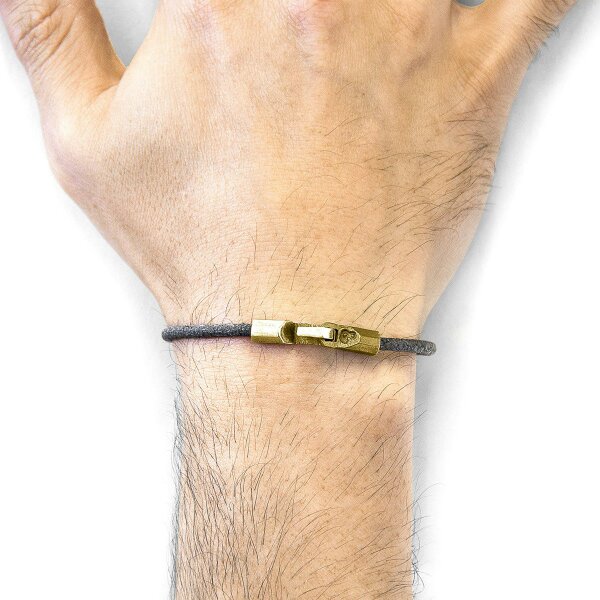 Anchor & Crew Shadow Grey Talbot 9ct Yellow Gold and Stingray Leather Bracelet