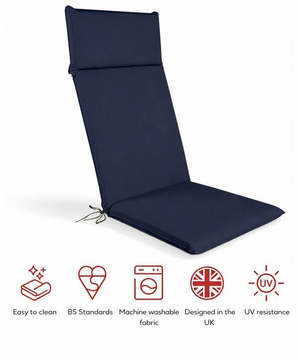 SP Range High Back Recliner Pad Garden Cushion Navy The Garden Furniture Shop