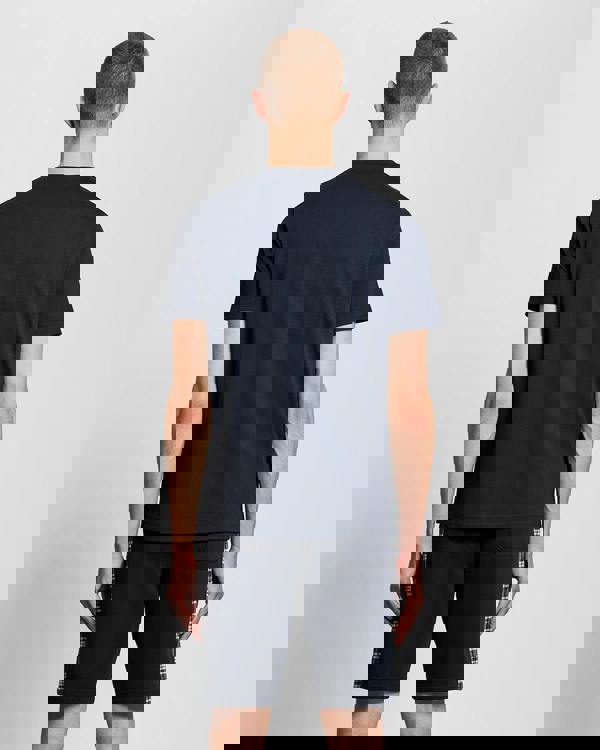 Lyle & Scott Check Panelled Mens T-Shirt - Z271 Dark Navy | CHO | Designer Mens Short Sleeve T-Shirts