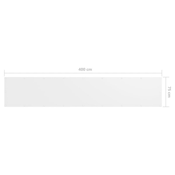 Berkfield Balcony Screen White 75x400 cm Oxford Fabric