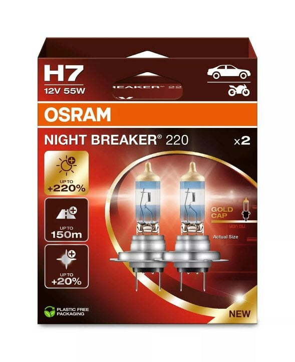 OSRAM Night Breaker 220 H7 Headlight Bulbs +220% Brighter Halogen Upgrade 12V 55