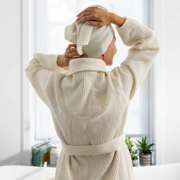 Soak&Sleep Ecru Waffle Cotton Bathrobe