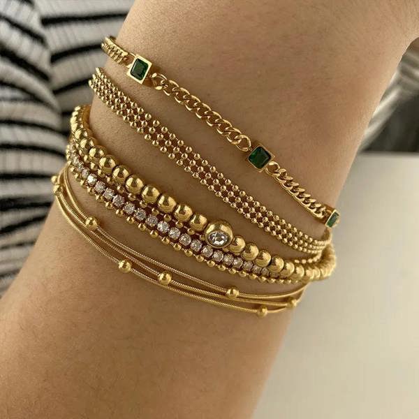 Elk & Bloom Triple Satellite Chain 14K Gold Link Bracelet