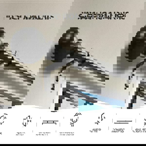 Marlow Steel Curtain Rod Quiet Rail Pole Set Extendable Adjustable Home Hotel