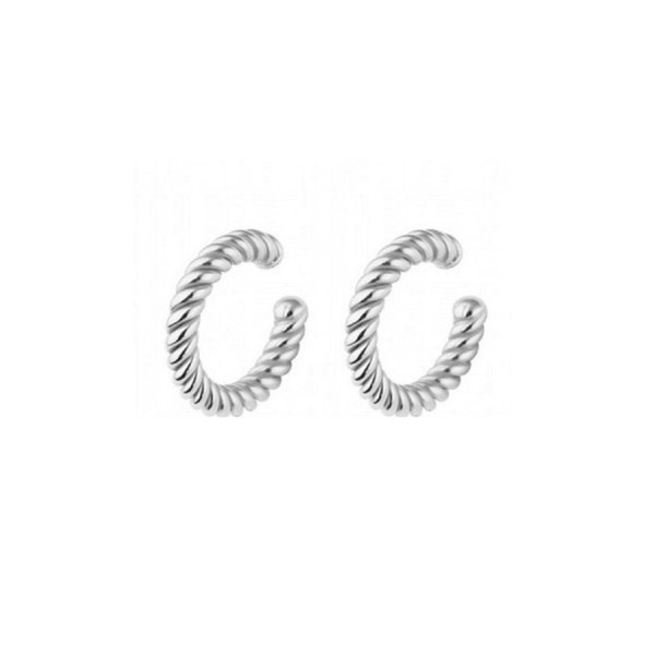 Spero London Twisted Sterling Silver Ear Cuff No Piercing - Pair