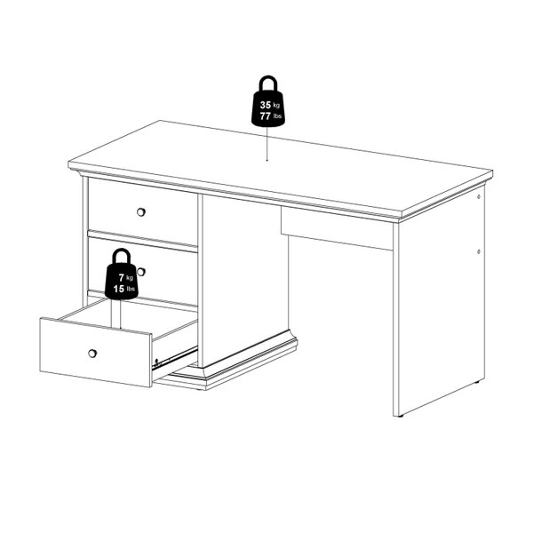 Wyld Haus Osaka Farmhouse Dark Grey Wooden Desk 3 Drawers