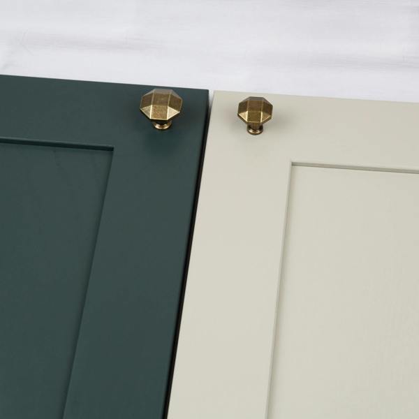 Octagonal shaped antique brass knobs