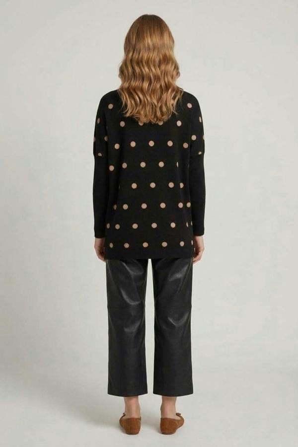 Black | Polka Dot Print Batwing Sleeve Jumper