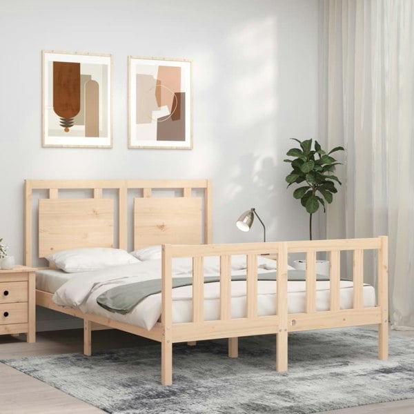 Berkfield Bed Frame with Headboard 140x190 cm Solid Wood