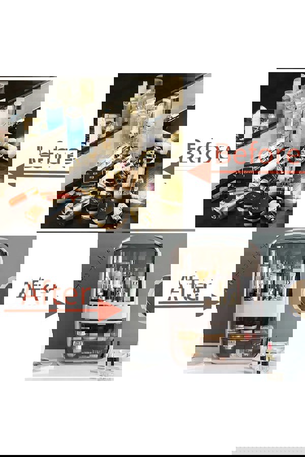 Living and Home Makeup Organiser for Vanity, Clear Cosmetic Storage Organizer, Skin Care Lipstick Holder Organizer and Display Box with Lid