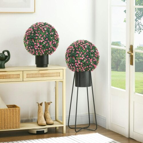 Wyld Haus Notolu Kano Set Of 2 Artificial Boxwood Ball Plants In Pink Finish