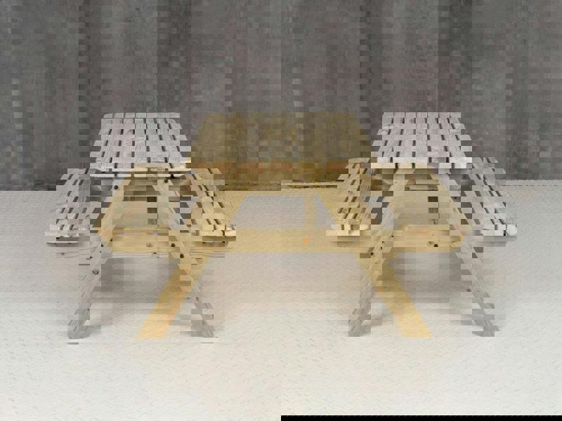 Fortem Rounded Pub Style Picnic Table and Benches Set - Wooden Outdoor Dining Set for Gardens, Patios, and Pubs