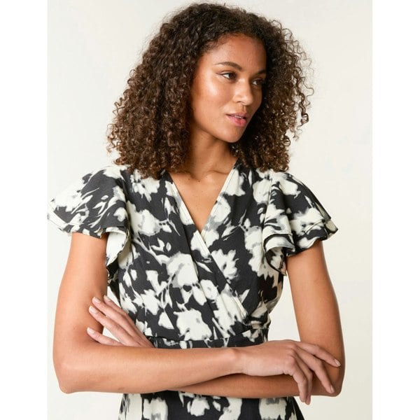 Blue Vanilla Printed Frill Sleeve Mini Dress