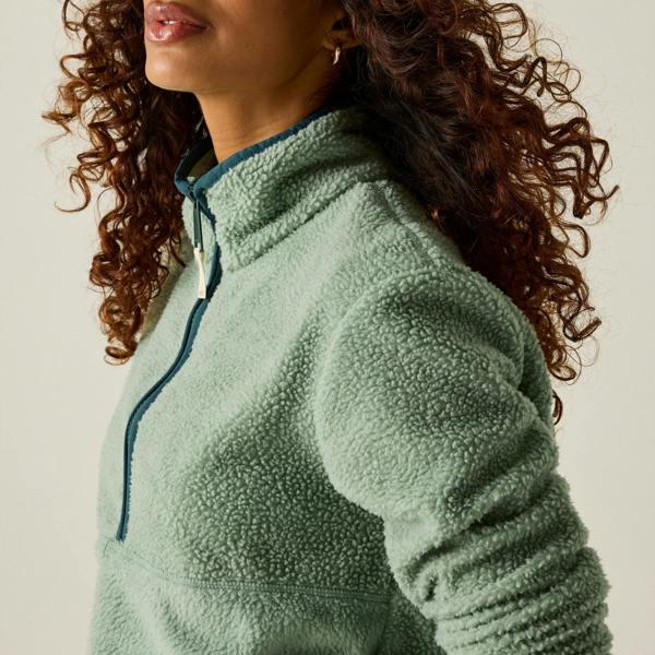 Regatta Womens/Ladies Frankie Leopard Camo Borg Half Zip Fleece Top - Glacier Green - 