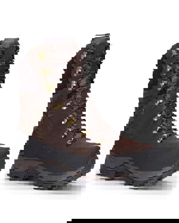 Hoggs of Fife Orchy Men's 8 Inch Country Hunter Shooting Boots, front view showcasing durable brown leather upper, ankle support design, and rugged outdoor sole for hunting and outdoor activities.