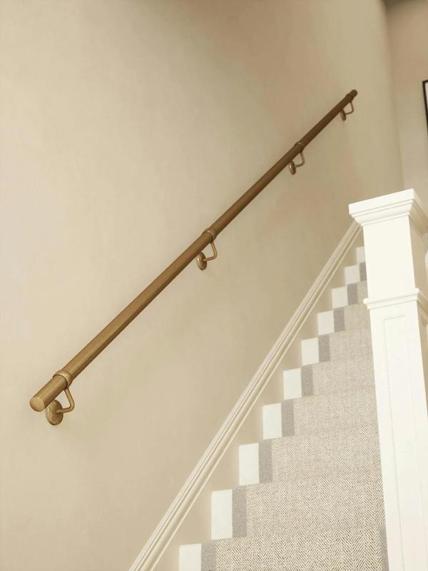 Loxley Antique Brass Straight Flight Handrail — Handrails Direct 40mm Handrail Straight Run — by Handrails Direct, Straight Flight