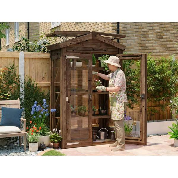 Dunster House Sprouthouse Miniature Wooden Greenhouse W1.2m x D0.6m / W4' x D2' with 4mm Glass and Automatic Vent Opener