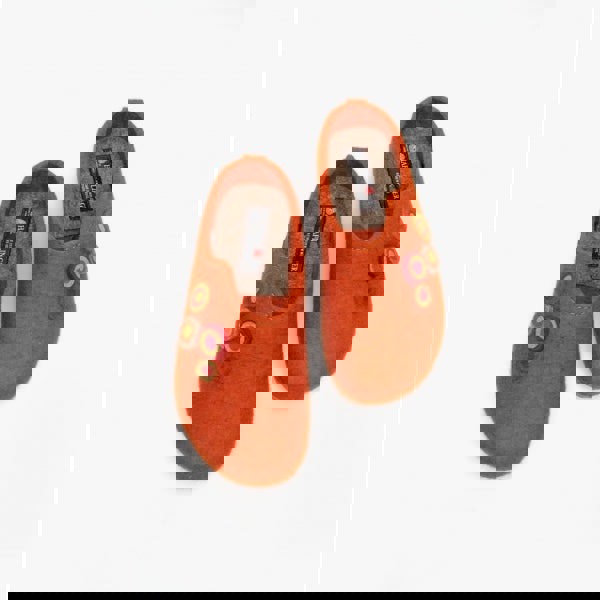 Haflinger KANON Womens Felt Wide Fit Mule Slippers Rust