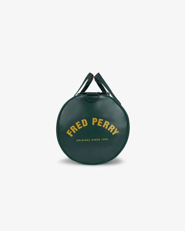 Fred Perry Recycled Polyester Classic Barrel Bag - Navy/Grassroots 83A | CHO | Designer Mens Bags