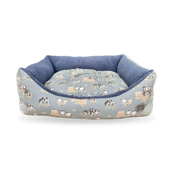 Snug and Cosy Pets Farmyard Blue Rectangle Bed