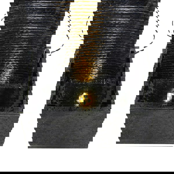 H98cm Rectangle Waterfall Stone Look Water Fountain LED Light Black Fountains & Waterfalls Living and Home 