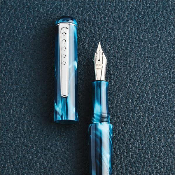 Tom Hessin Charles Collection Thames Blue Iridium Nib Medium
