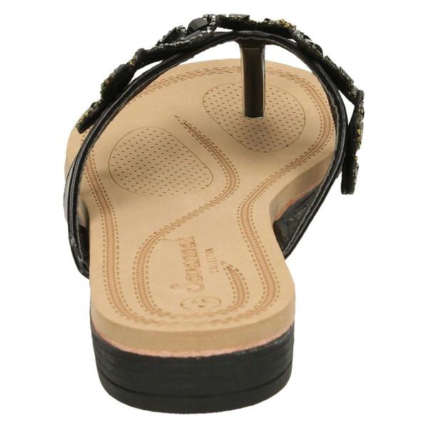 Savannah Ladies Savannah Jewelled Flower Trim Toepost Sandals