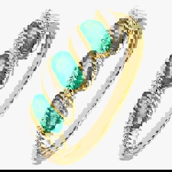 T. H. Baker 9ct Yellow Gold Emerald Swirl Half Eternity Ring PR06270Y EM