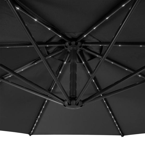 Monstershop LED Cantilever Parasol 3m With Full Fan Base – Grey