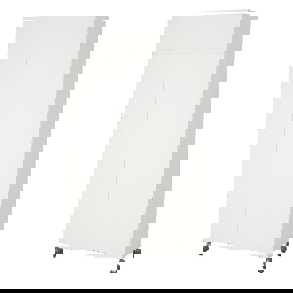 Furniture To Go Uppsala Open Mobile Wardrobe Unit in White with a Beige Textile Curtain on Wheels