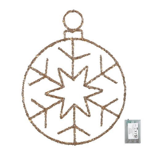 Samuel Alexander 49cm Battery Powered Light up Gold Christmas Snowflake Ball with Warm White Twinkling LEDs