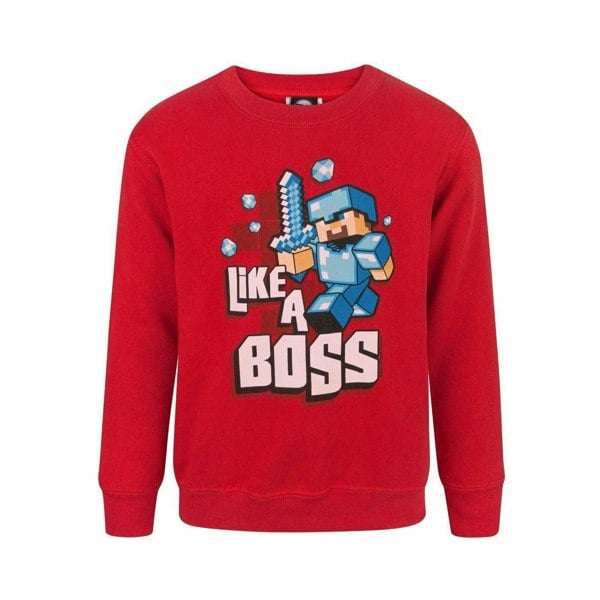 Minecraft Childrens/Boys Official Like A Boss Sweatshirt - Red