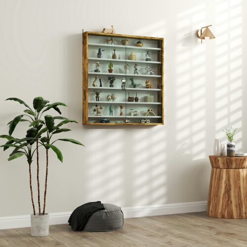 Wyld Haus Yovere Wood And Glass Brown 6 Tier Display Cabinet With Glass Doors