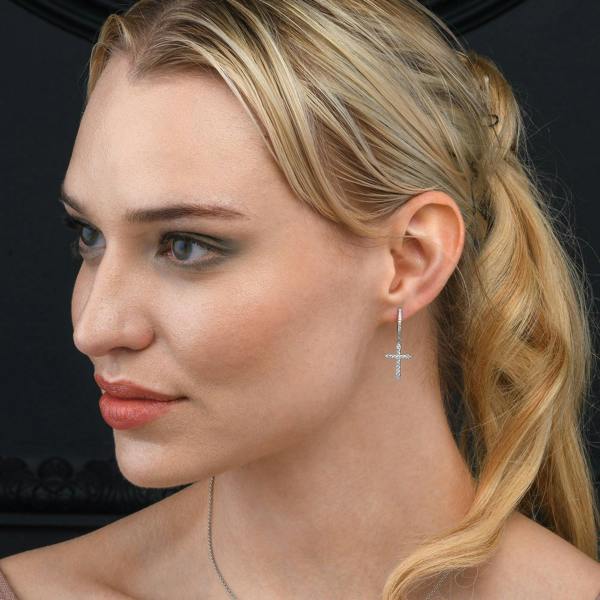 namana 925 Sterling Silver Cross Hoop Earrings for Women
