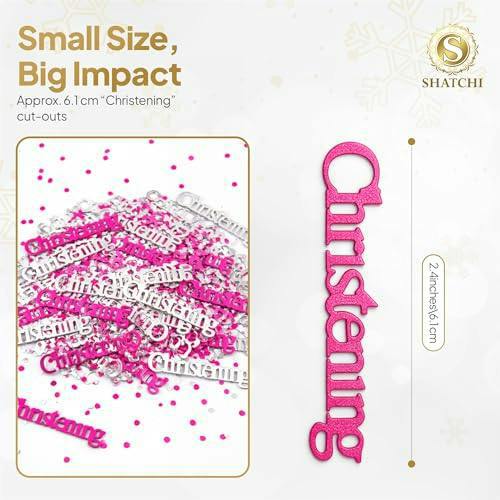 Pink and Silver Christening Confetti Table Scatter, 14g Packs for Party Decoration image 7