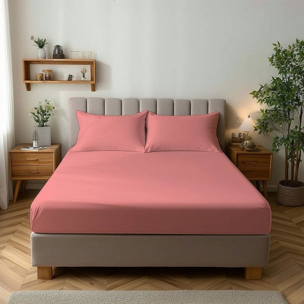 Snug City Microfibre Soft Touch Fitted Sheet 25cm Skirt Plain Dyed Bed Linen