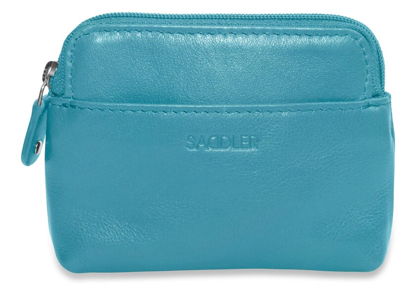SADDLER Compact Leather Zip-Top Purse "Pia" – Handmade by Saddler | RFID Protected & Gift Boxed | Multi-Functional Card, Coin & Key Holder - Teal