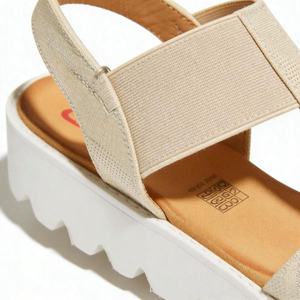 Heavenly Feet Heavenly Feet RITZ SHIMMER Womens Slingback Sandals Beige/Gold