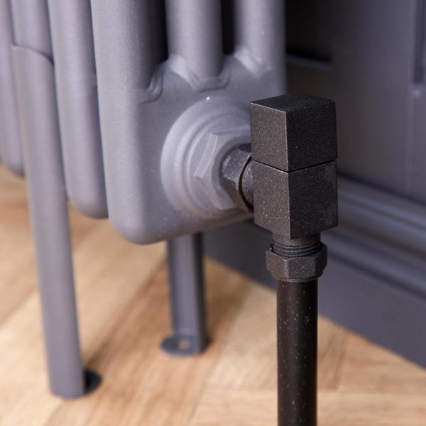 Flode Angled Square Manual Radiator Valve Pack | 15mm x 1/2″ | Anthracite