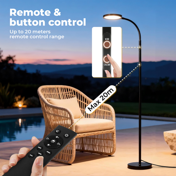 Emitto Floor Lamp Dimmable Standing Reading Light LED Colour Temperatures Black