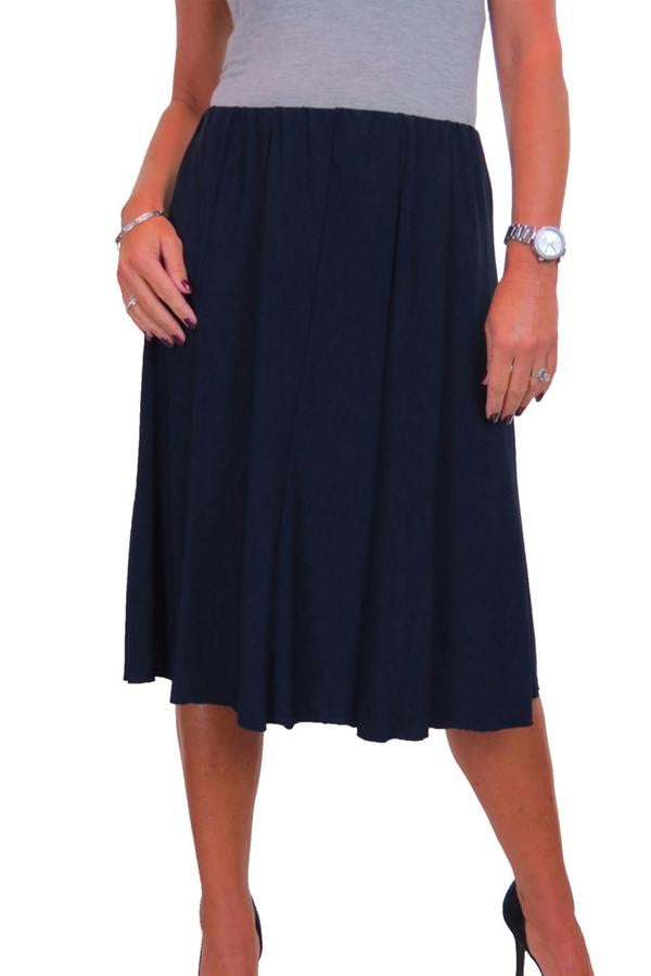 Paulo Due Women's 26" Elasticated Soft Flared Midi Skirt