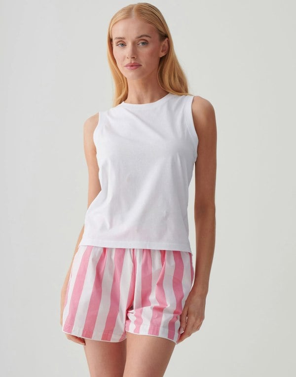 British Boxers Women's Organic Cotton Pyjama Tank Top – White