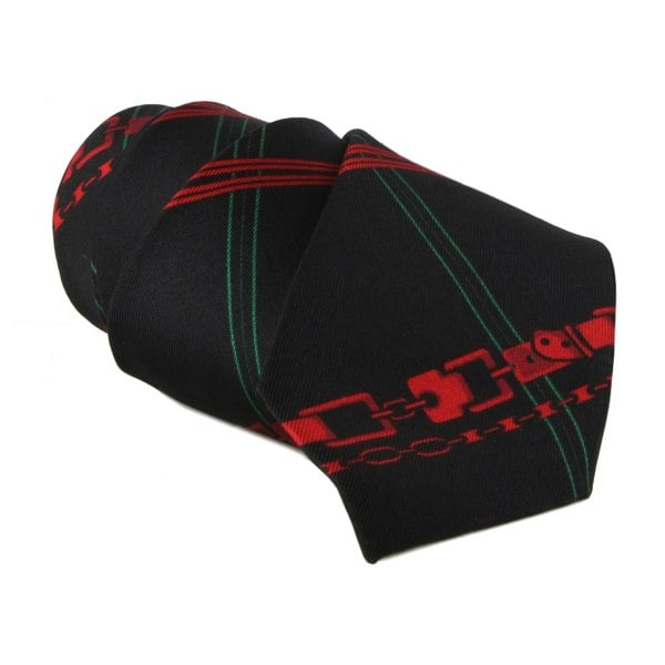 Dunhill silk tie in a chain checked pattern black red green