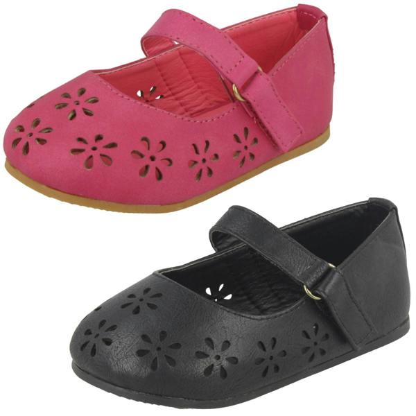 Spot On Girls Spot On Flat Ballerina Shoes with Cut Out Flower Detail