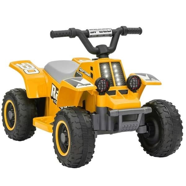 Yellow kids electric quad bike with twin front headlights