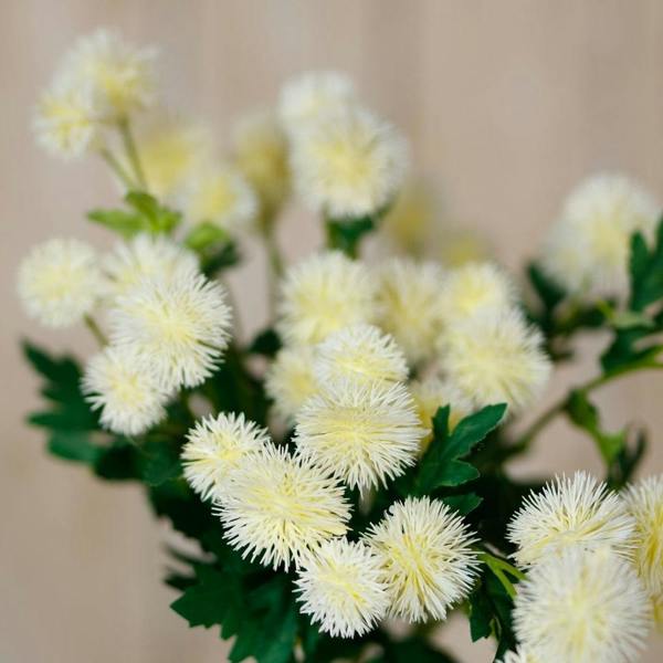Wyld Haus Set of 3 Artificial Flowers Cream Globe Thistle Sprays
