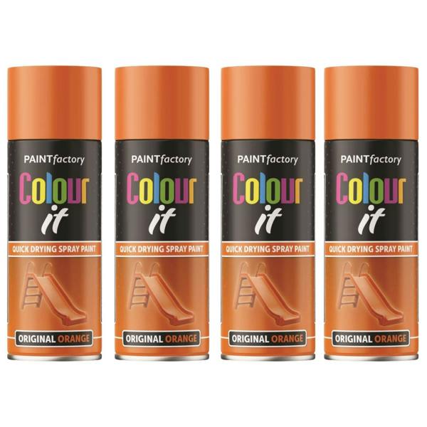 Paint Factory 4X  Original Orange Gloss Spray Paint 400ml